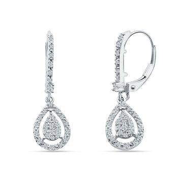 Pear Teardrop Leverback Hoop Earring Cubic Zirconia 925 Sterling Silver Wholesale